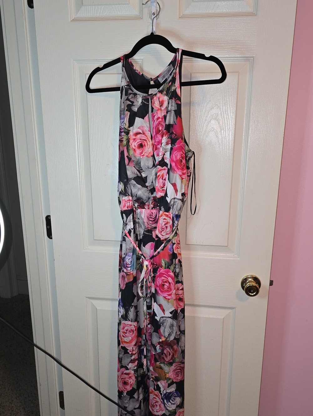 Jennifer Lopez Black Top‎ with Pink Floral Accents